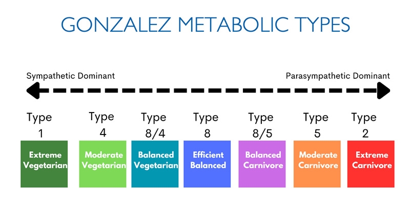 Illustration showing a continuum from Extreme Vetegarian on the left to Extreme Carnivore on the right. 