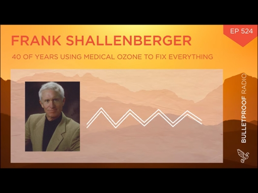 Title side of video with photo of Frank Shallenberger; text says "Frank Shallenberger: 40 Years Using Medical Ozone To Fix Everything"