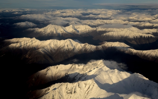 Aerial view of snow-capped mountains