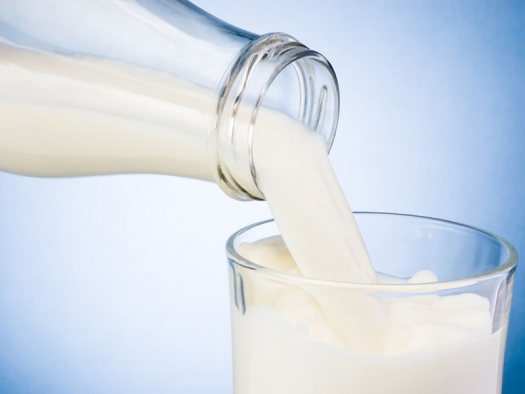 Pouring milk from bottle into glass