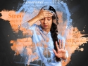 person holding head, in distress, surrounded by words that say stress and anxiety, 