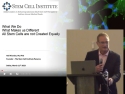 Neil Riordan at podium in front of enlarged slide with "Stem Cell Institute" as title.